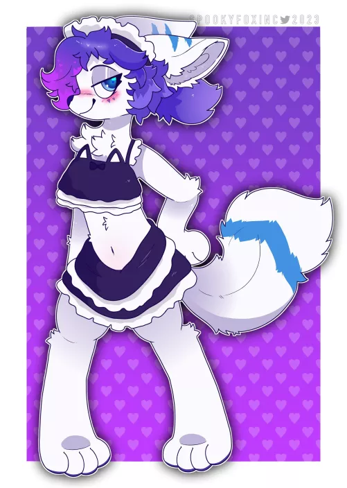 very cool maid foxxo! <comm for azra, art by @spookyfoxinc on twitter>