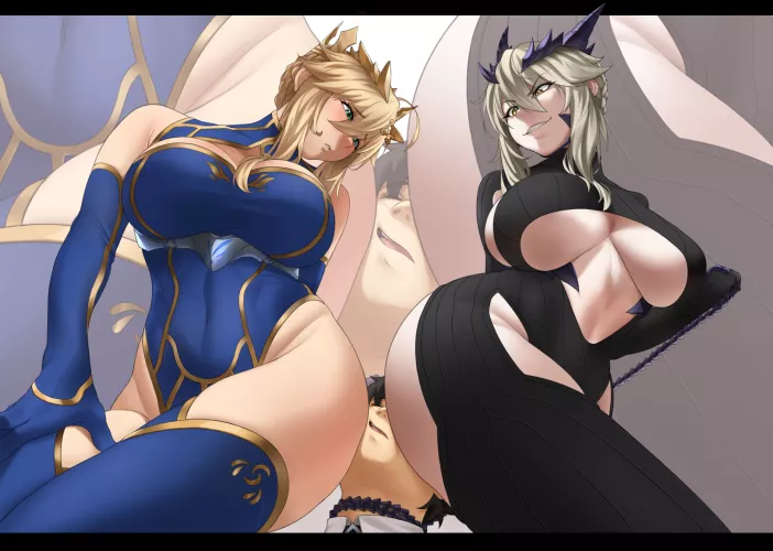 Artoria Lancer And Artoria Lancer Alter Booty Fight (Sockinajar ) [Fate]