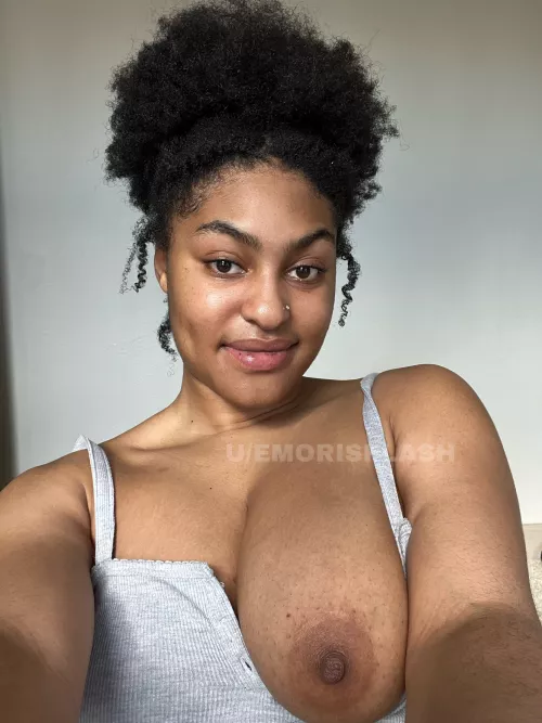 Cute natural ebony with the big tits