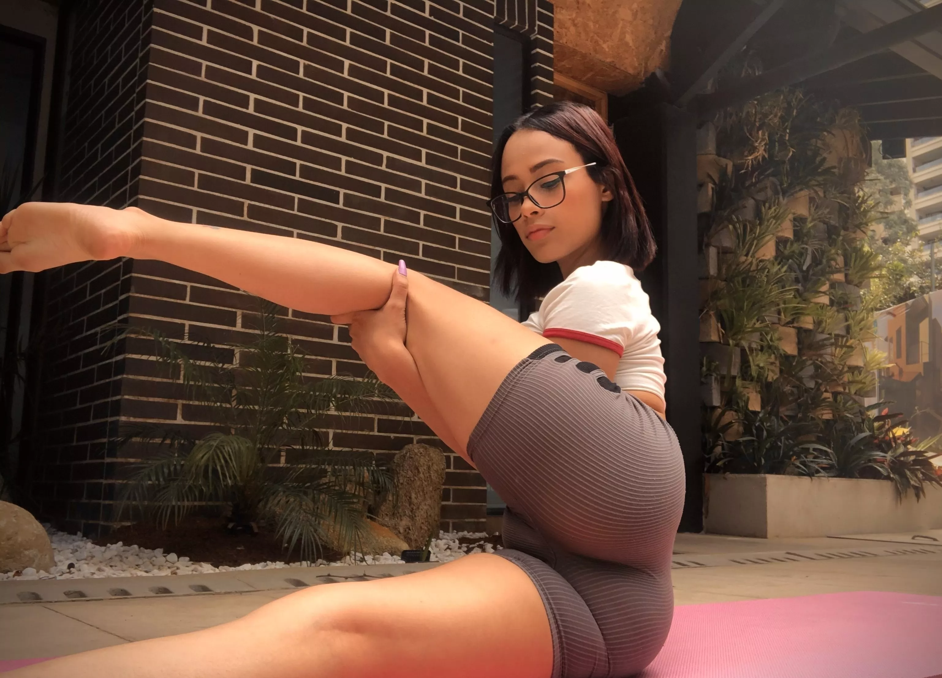 Doing yoga in my glasses 😎