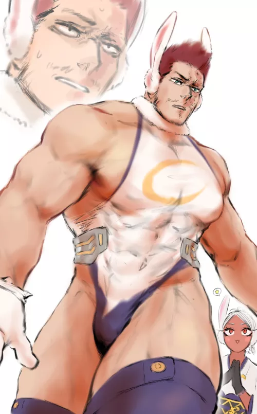 Endeavor in Mirko's costume (shpo)
