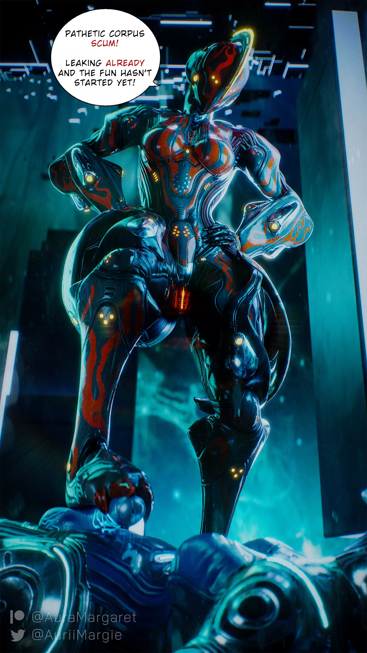 (Futa) (Fetish) - [Ember Graxx] gives [Mag Corpra] a footjob.