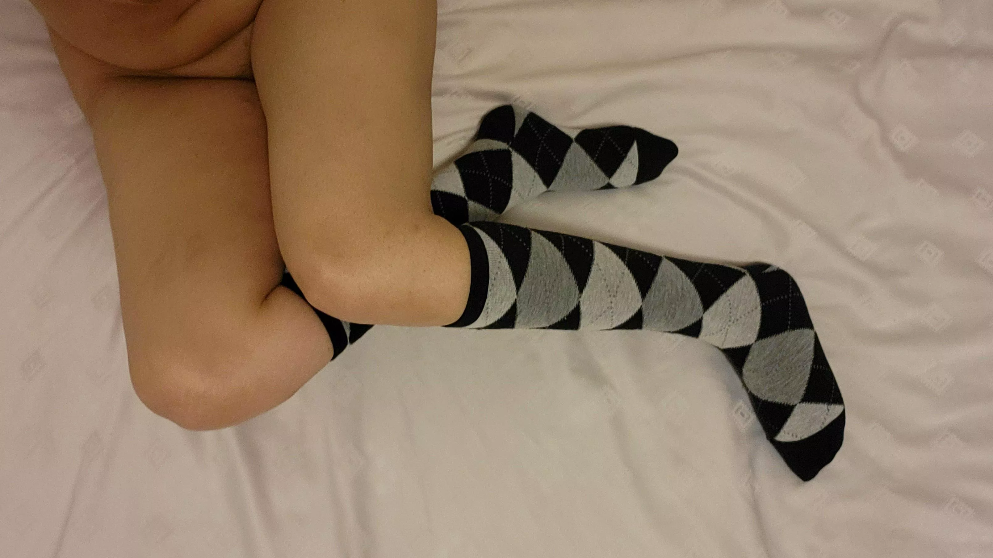 In argyle socks