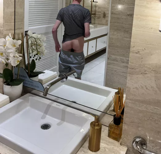 my buddy made me moon him in the public bathroom!!