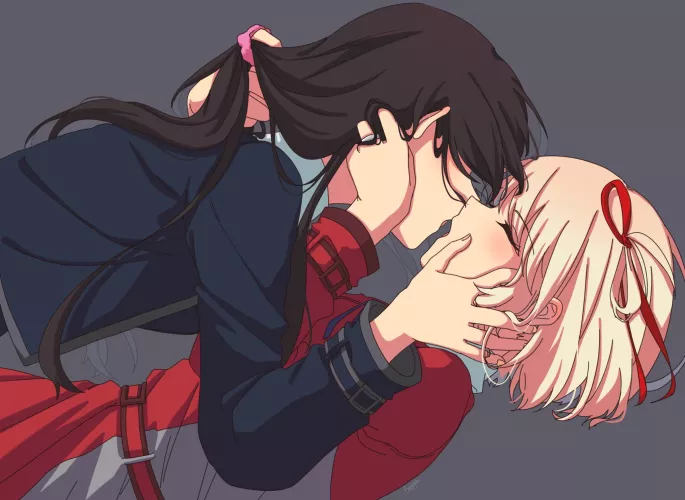 Takina and Chisato kissing passionately (By Sapphi) [Lycoris Recoil]