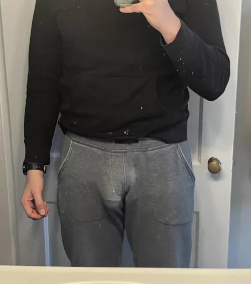 Any bros appreciate an insane grey sweats bulge? (25)