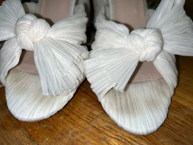 Any ideas how to clean these? They’re the Loeffler Randall Camellia Bow Heel