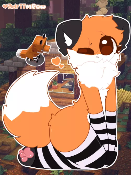 Minecraft fox, but this time in socks :3 (OC)