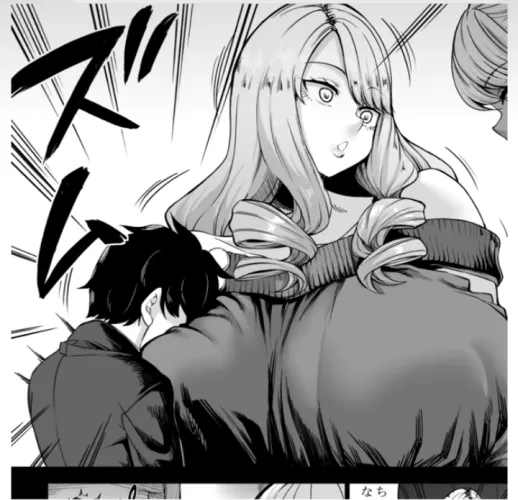 Mono: 1girl, 1boy, big breast, tall girl, shock, Black hair, blonde