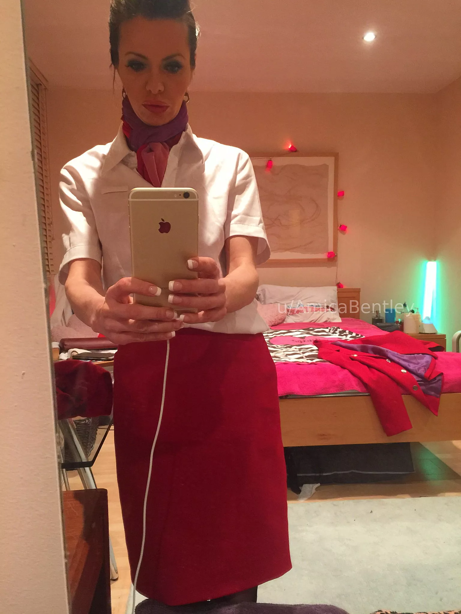 OC F 51 Not everyone knows that I was a Flight Attendant for 10 years. I did nick the uniform for my kinky shenanigans!