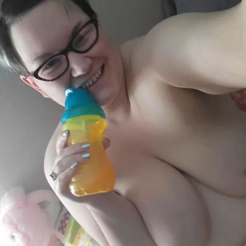 Sipping juice from my cup!