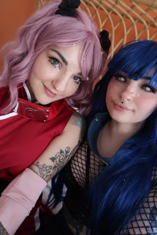 Slutty Sakura and horny Hinata took a big load