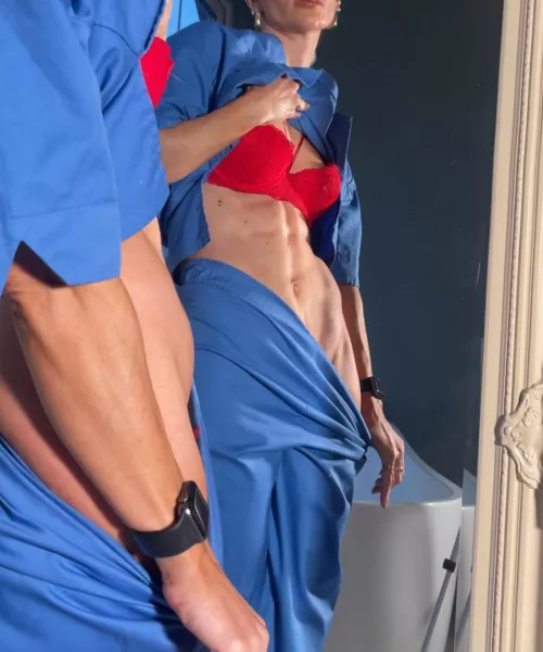 The flex beneath the scrubs 😏