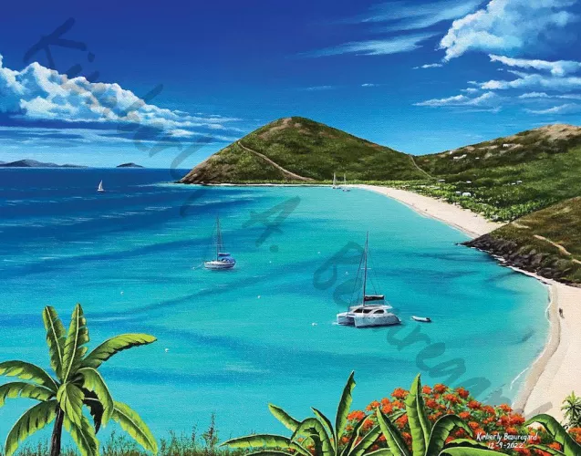 White Bay, Jost Van Dyke, BVI. Acrylic on canvas 18”x20”