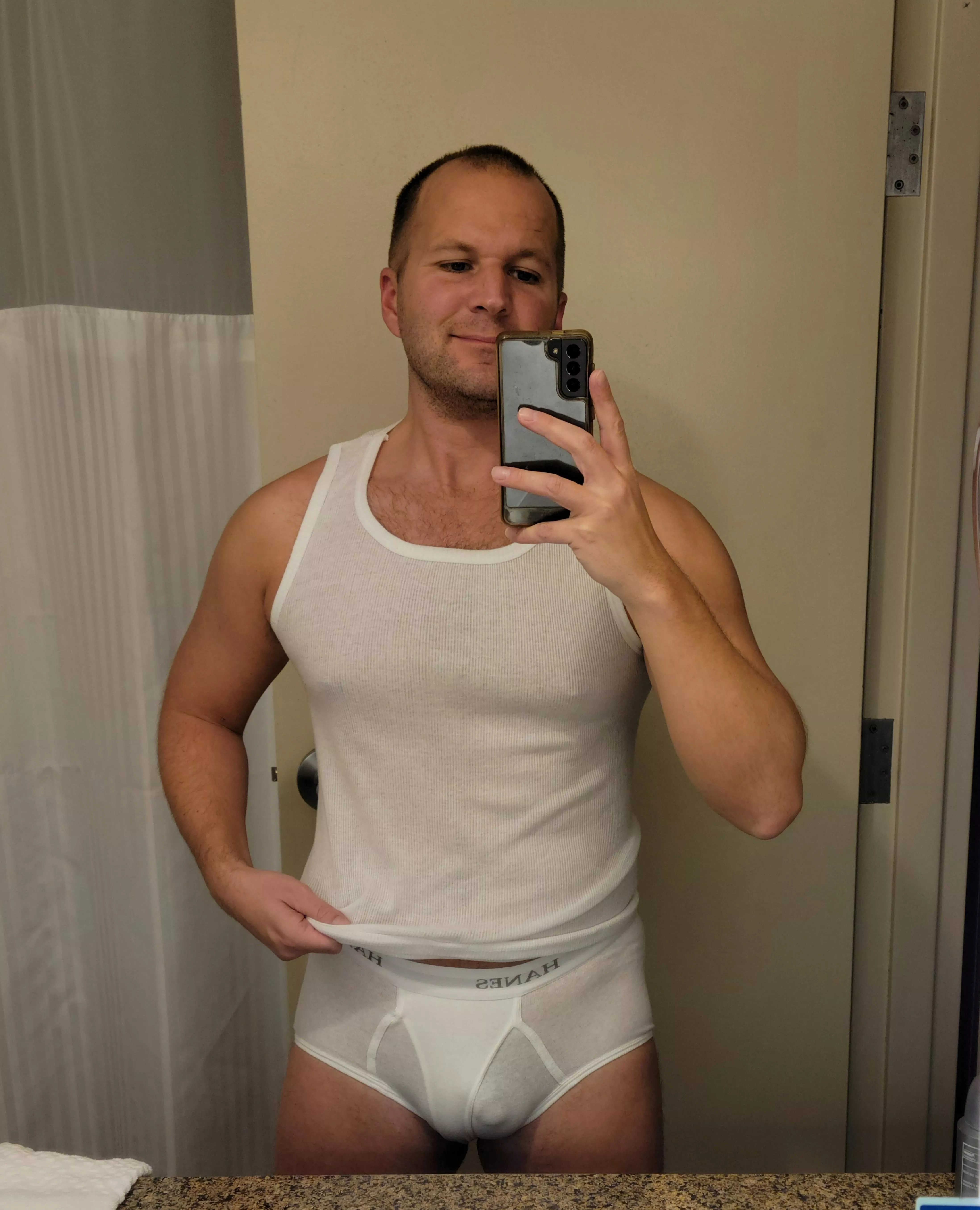 who grew up seeing a relative or a friend's dad wearing briefs that showed an outline?[36]