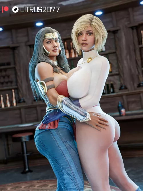 Wonder Woman & Power Girl Embracing Each Other (Citrus2077) [DC]