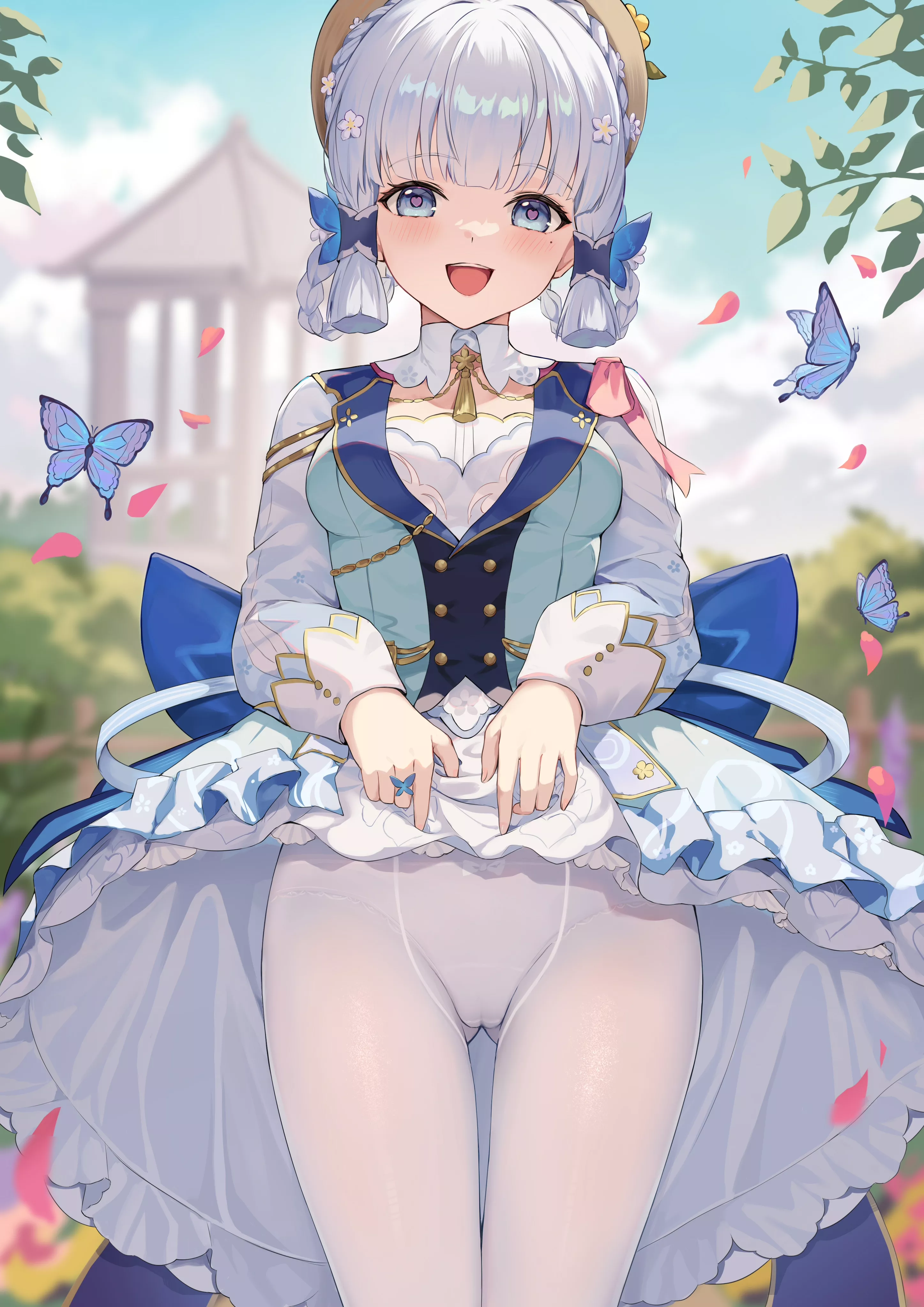 Ayaka lifting her dress [Genshin Impact]