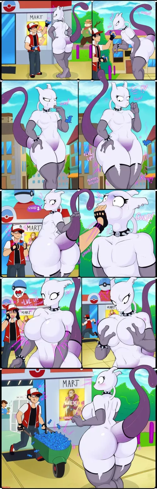 Huh, Didn't Know that Rare Candy can Grow Pokemon's Ass and Boobs (MewTwo)