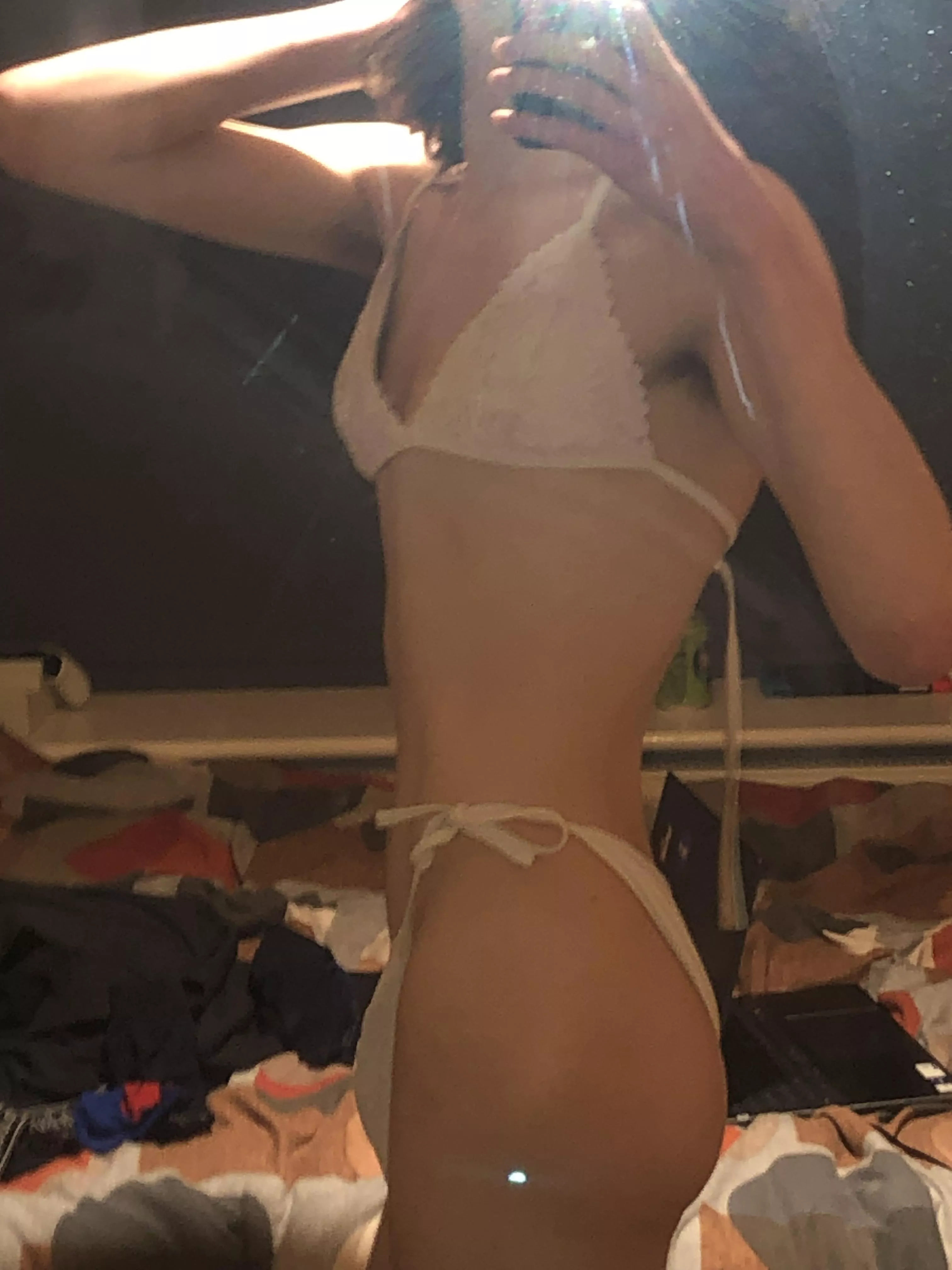 Kinda embarrassing the tiny thing fits in these size small bikini bottoms huh