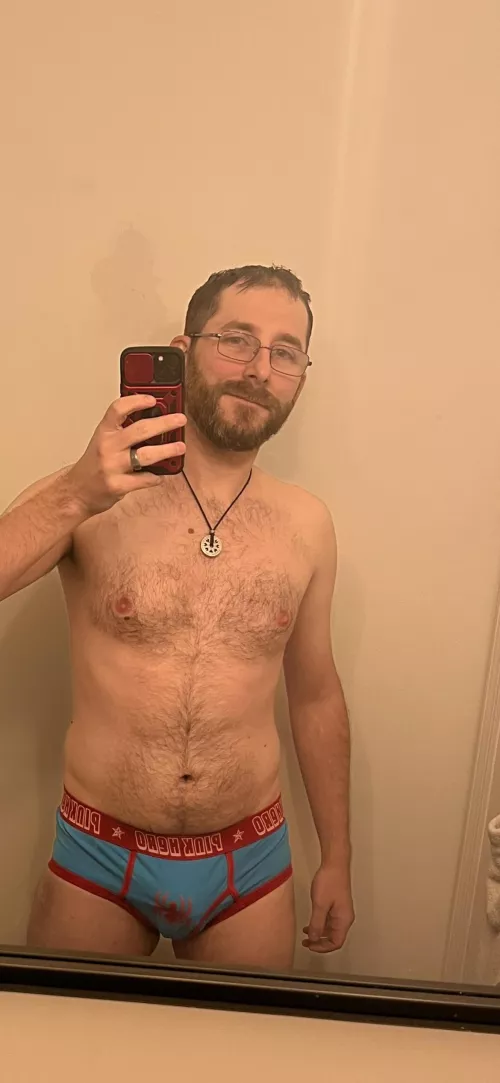 Rocking some new superhero briefs