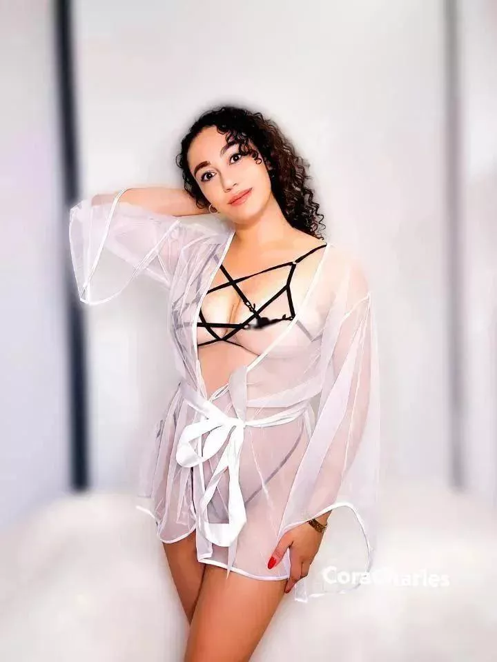 See thru white robe over skimpy black lingerie