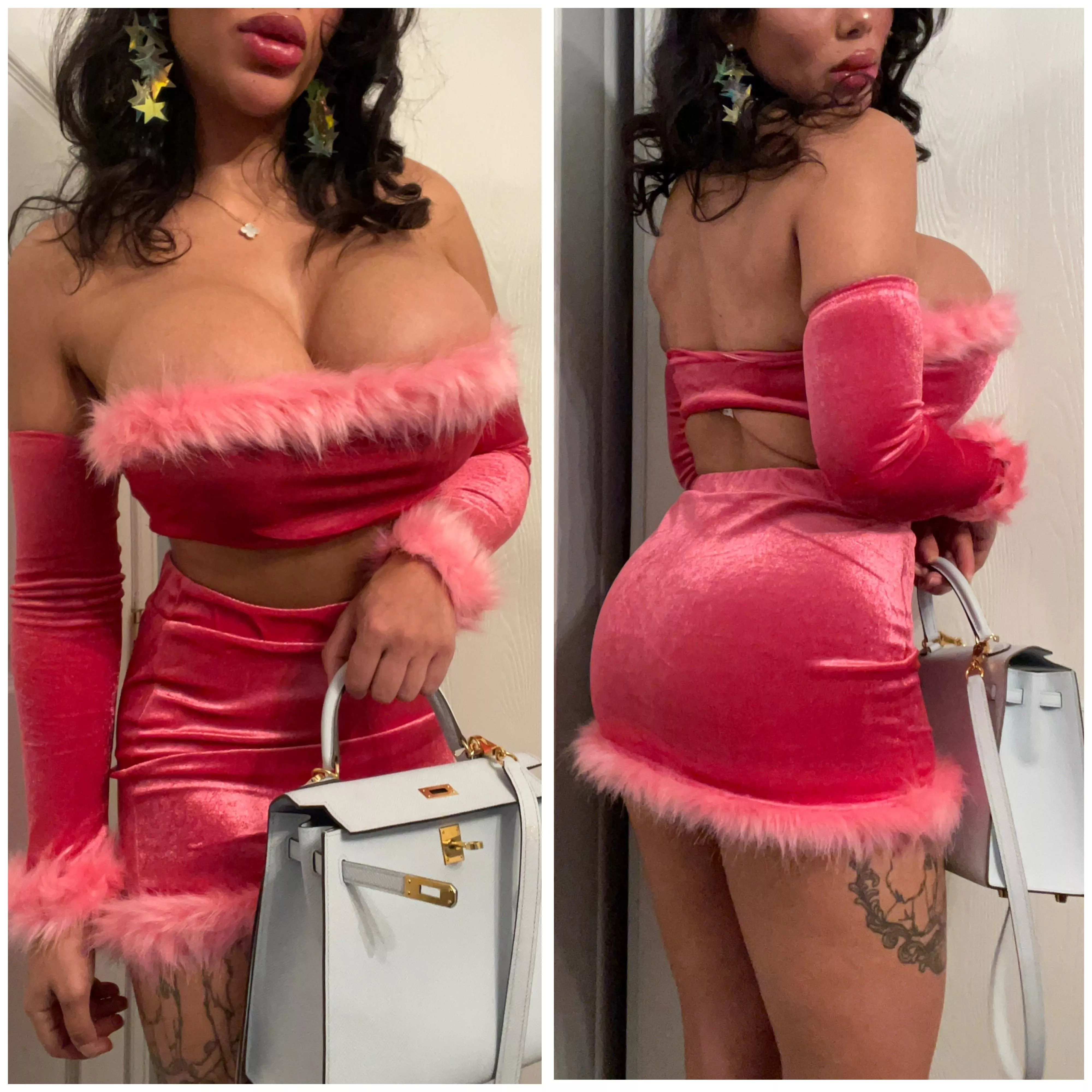 Would look so much better with a pink handbag, but this is a true bimbo uniform!