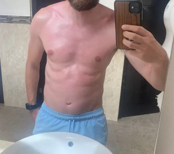 40 [m] little bit red but posting peak summer shape from August pic for motivation. Spent most my life not doing any exercise so pleased with where I got to. Now to push beyond.