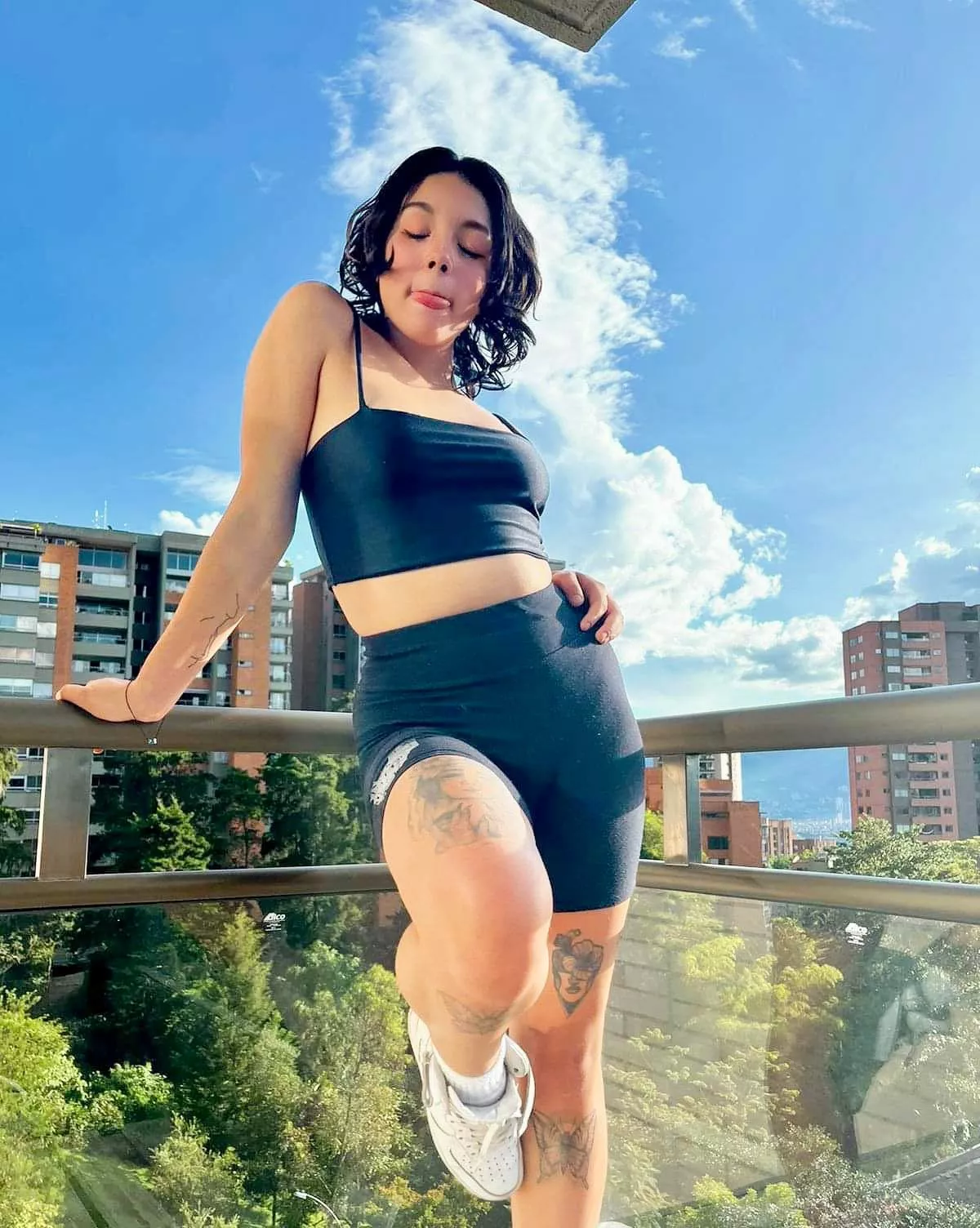 Action packed mixed Asian girl