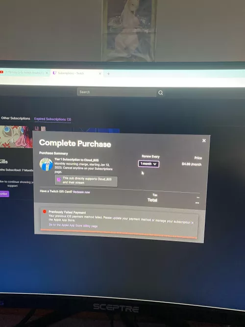Can’t resub to a channel. Says there’s a failure for iOS any suggestions?