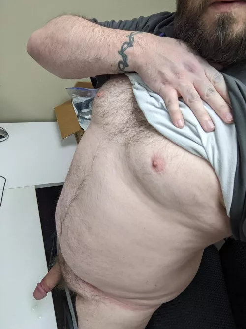 Friday fun in the office, if you look closely you can see drops of my precum
