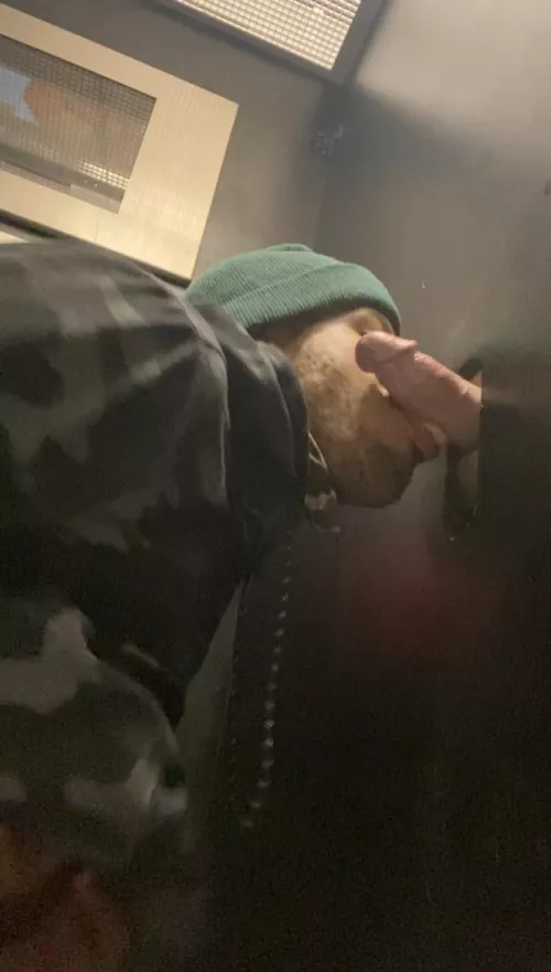 Glory hole fun w/ a fat white cock