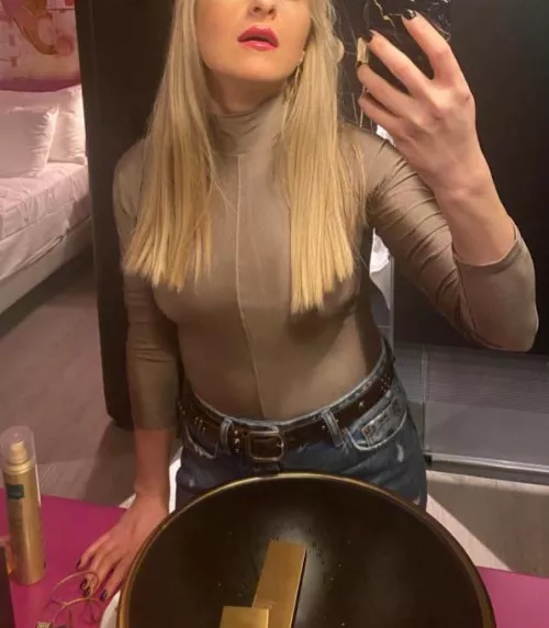 I went out tonight for hunting in Frankfurt. Sent hubby this image with my braless outfit.