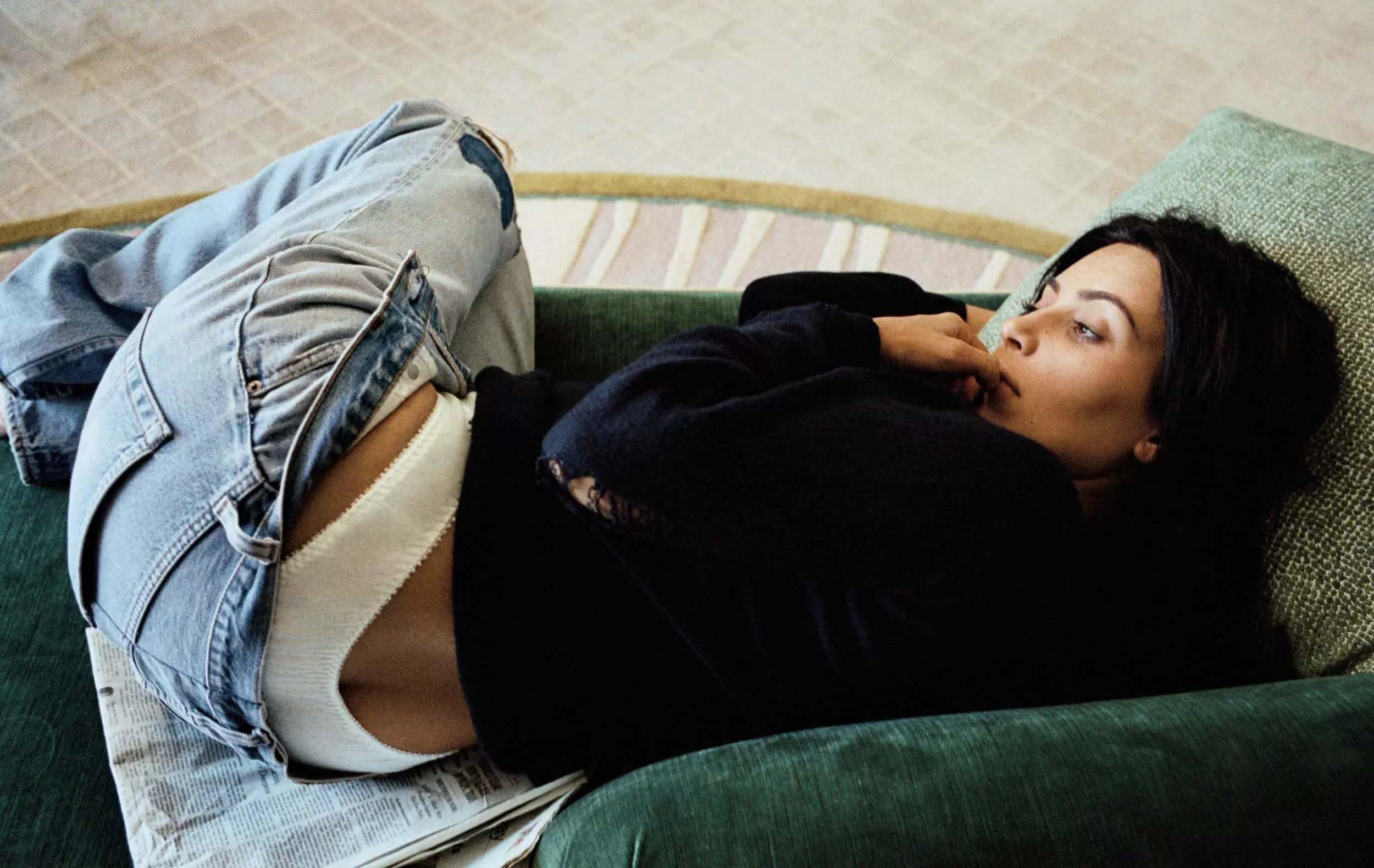 Kim showing her satin panties