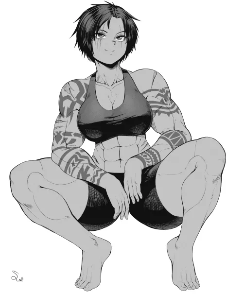 Muscular girl with tattoos [Artist: SpeedL00ver]