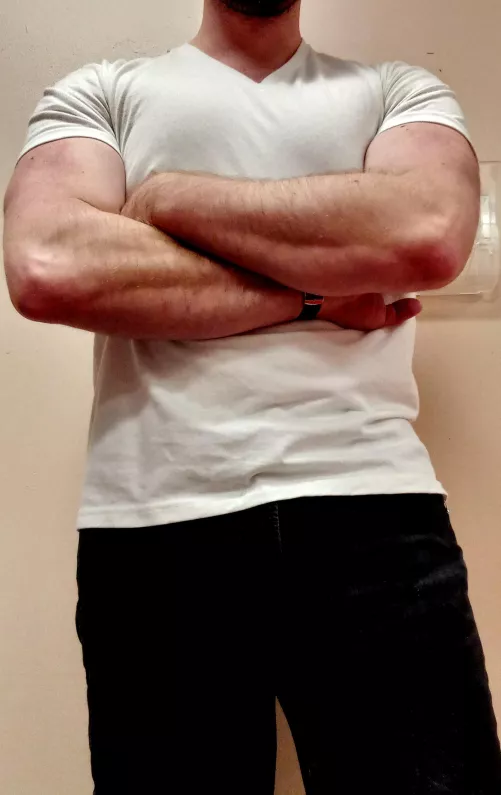 My forearms from work. Taken from below, but I'm 6'3