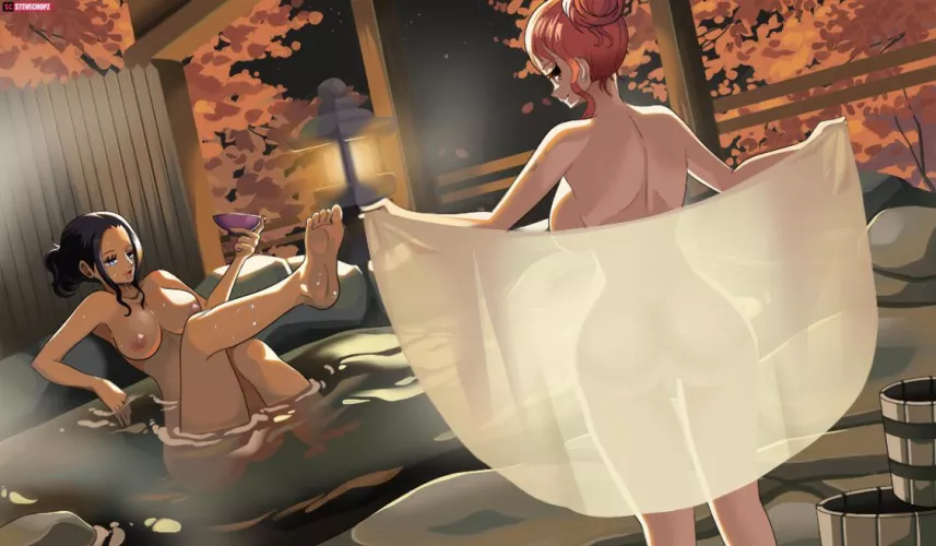 Nami showing off for Robin