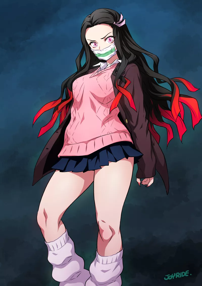 Nezuko in school uniform (By joy ride) [Demon Slayer: Kimetsu no Yaiba]