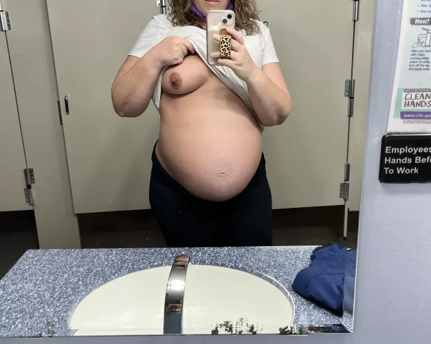 Showing off my belly at work
