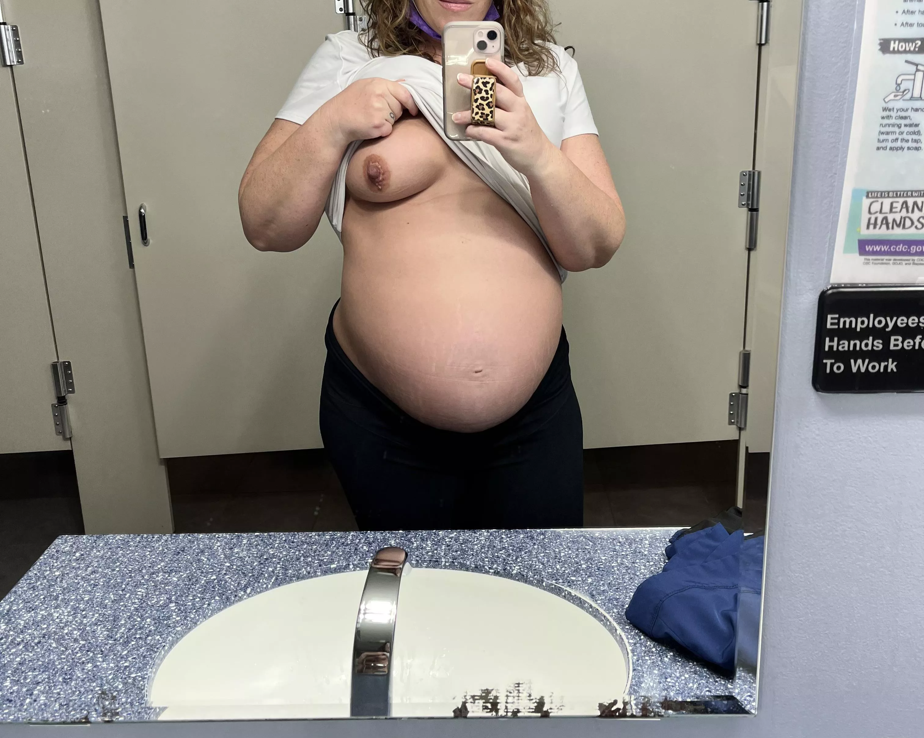 Showing off my belly at work