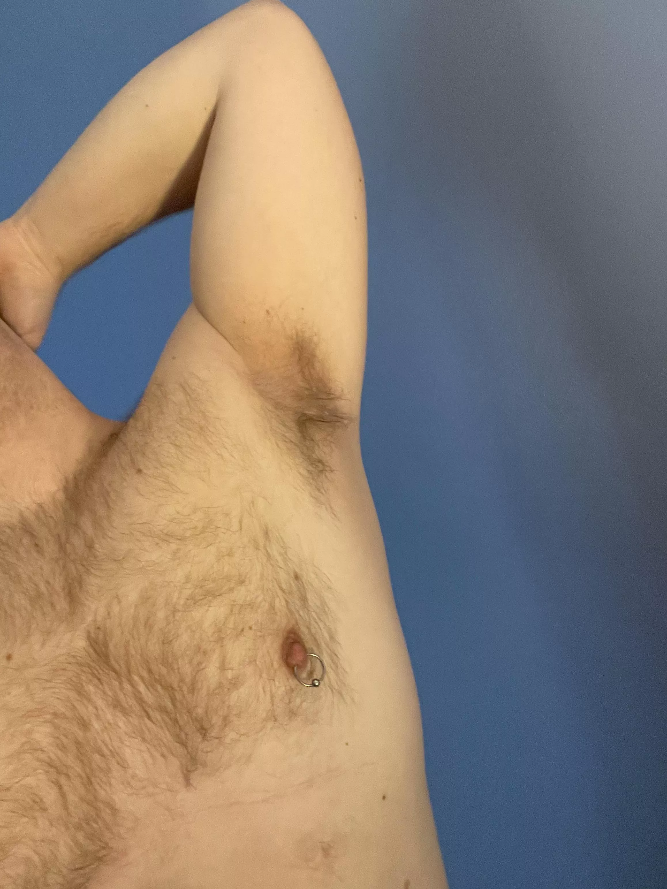 After a morning run feels good finally take my shirt off.