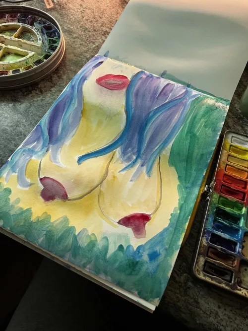 An artist is forced by others to paint out of his own free will.