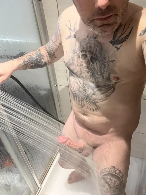 Dad [41] playing in the shower