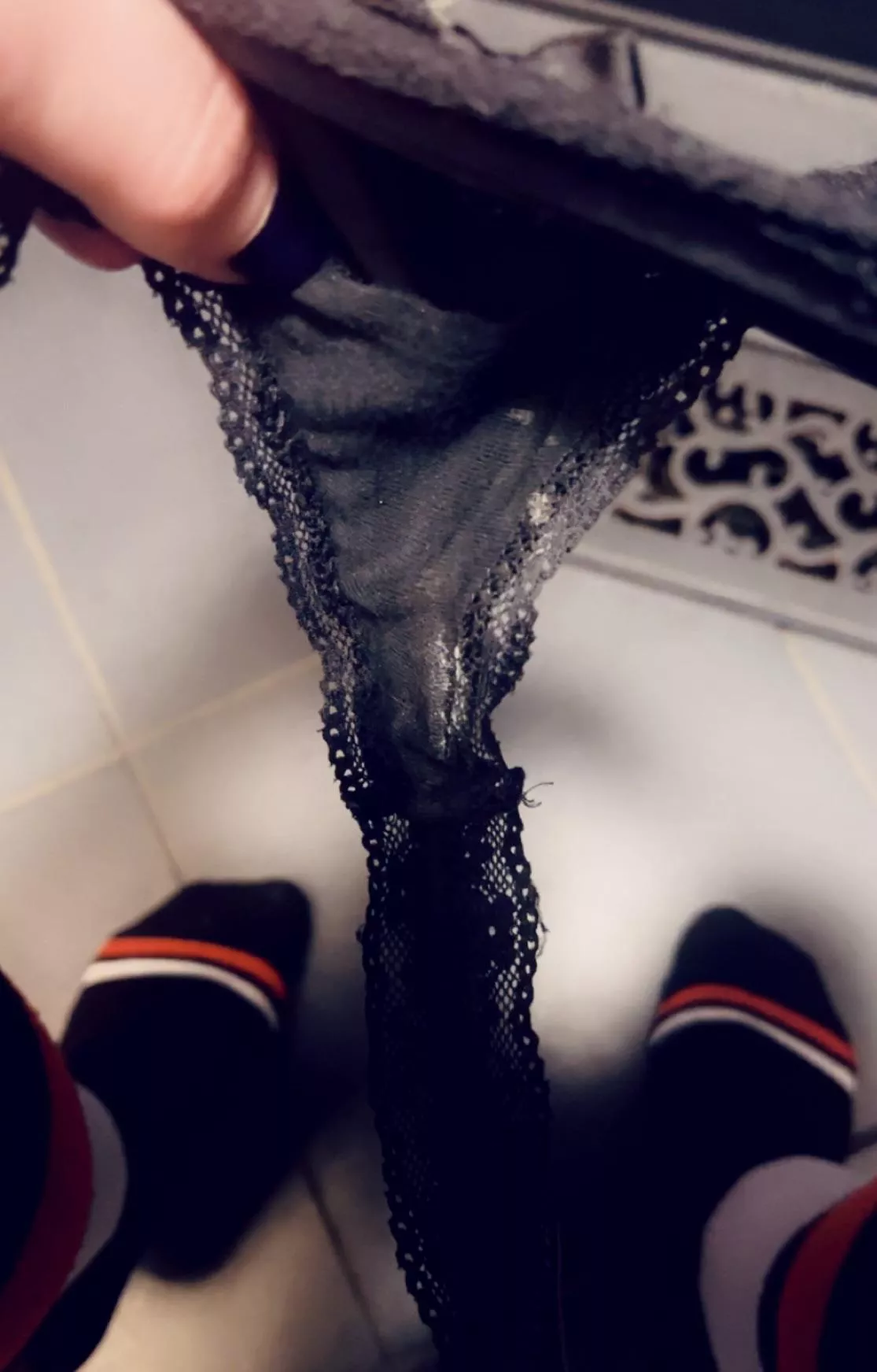 Dirty thong worn by hot goth slut