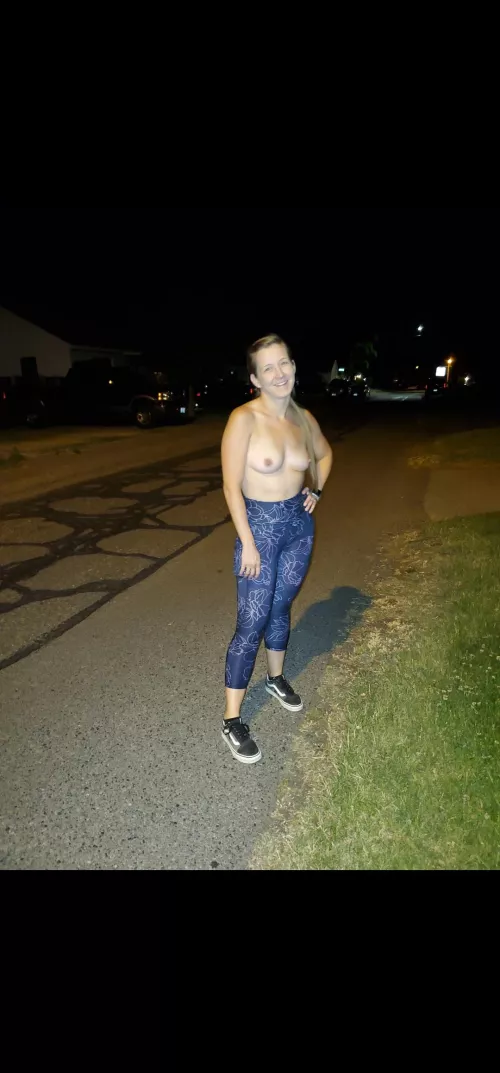 evening walks are the best when she goes topless 😍