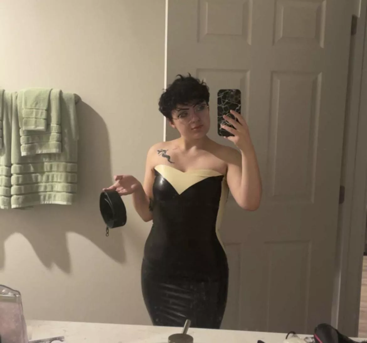 First latex dress. Who wants to wear the collar for mommy?