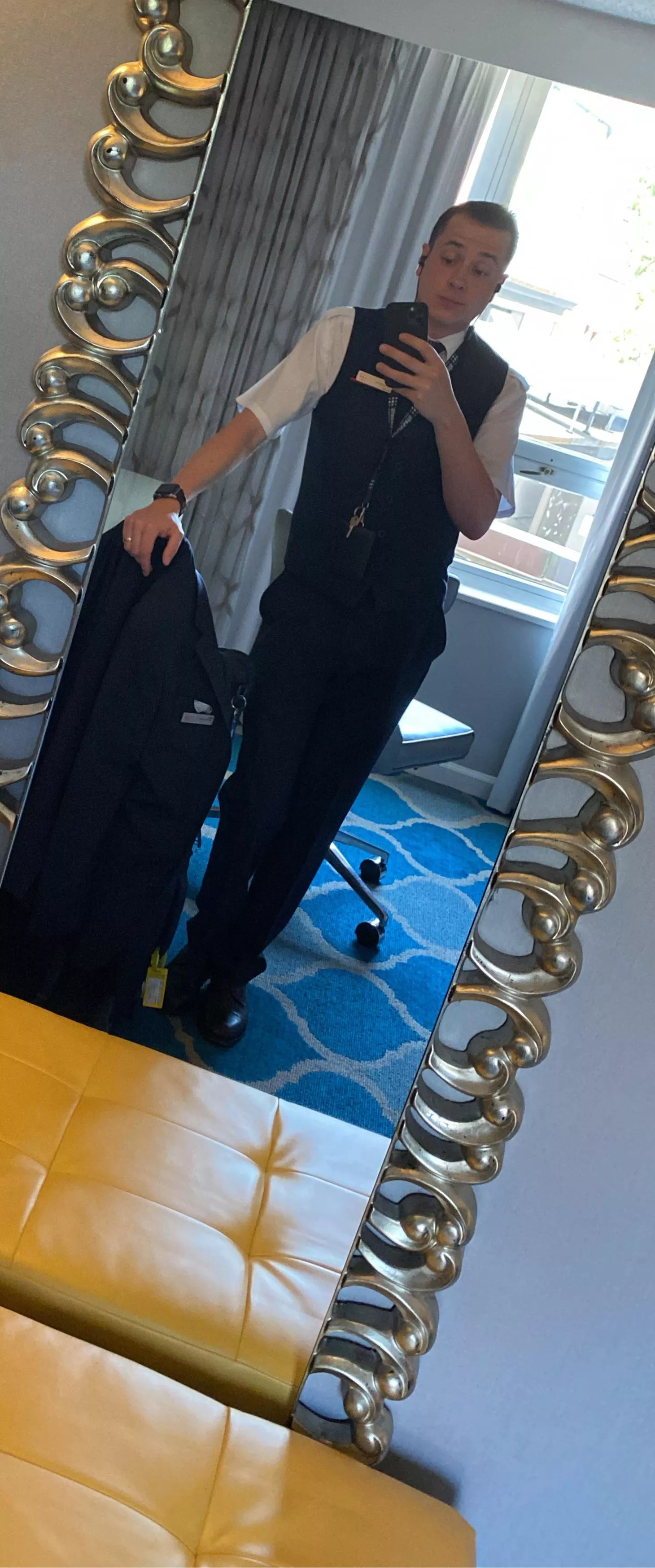 Flight attendant ready to serve you X