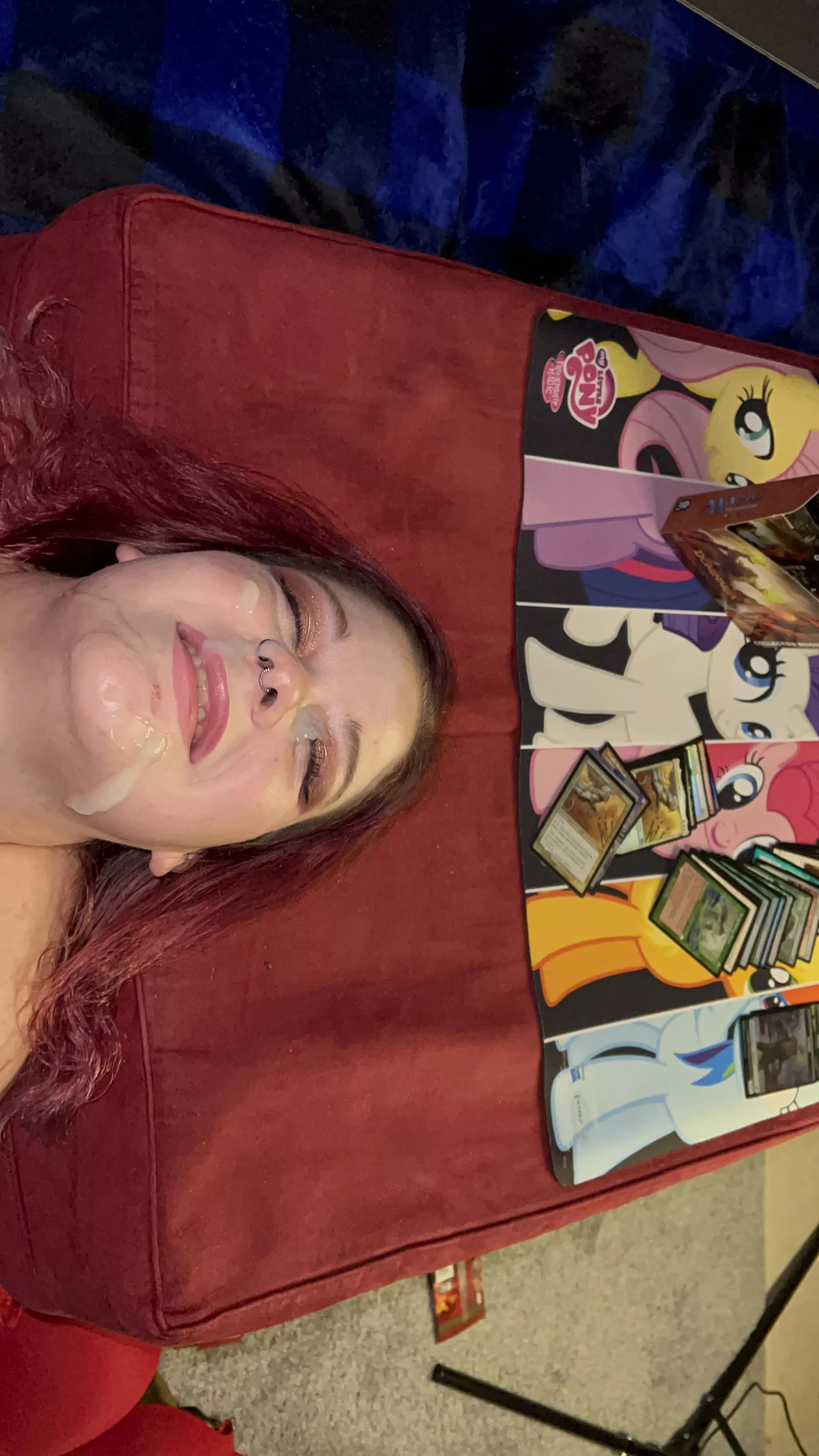 Got fucked and facialed while opening packs of MtG last night