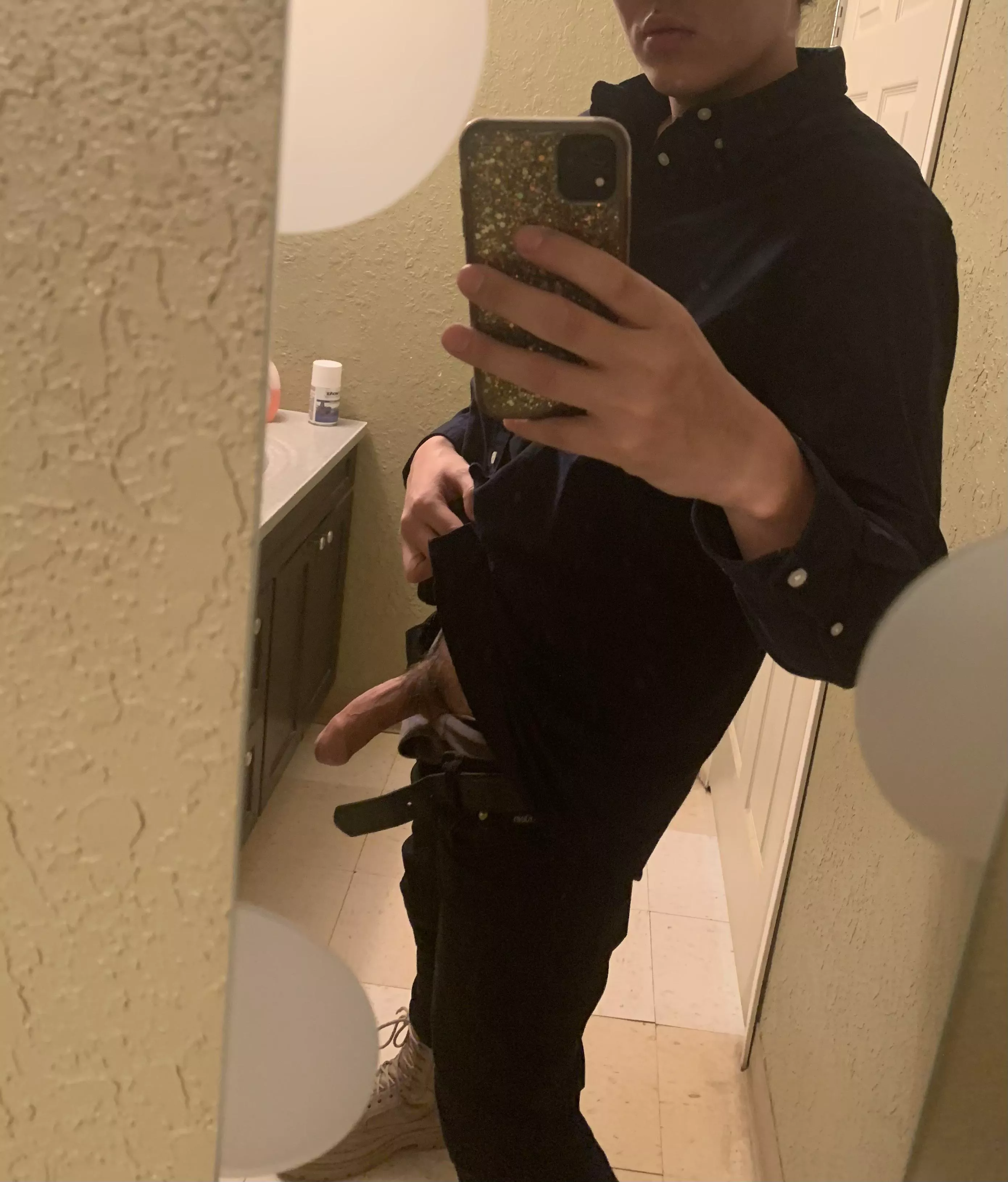 In the staff bathroom