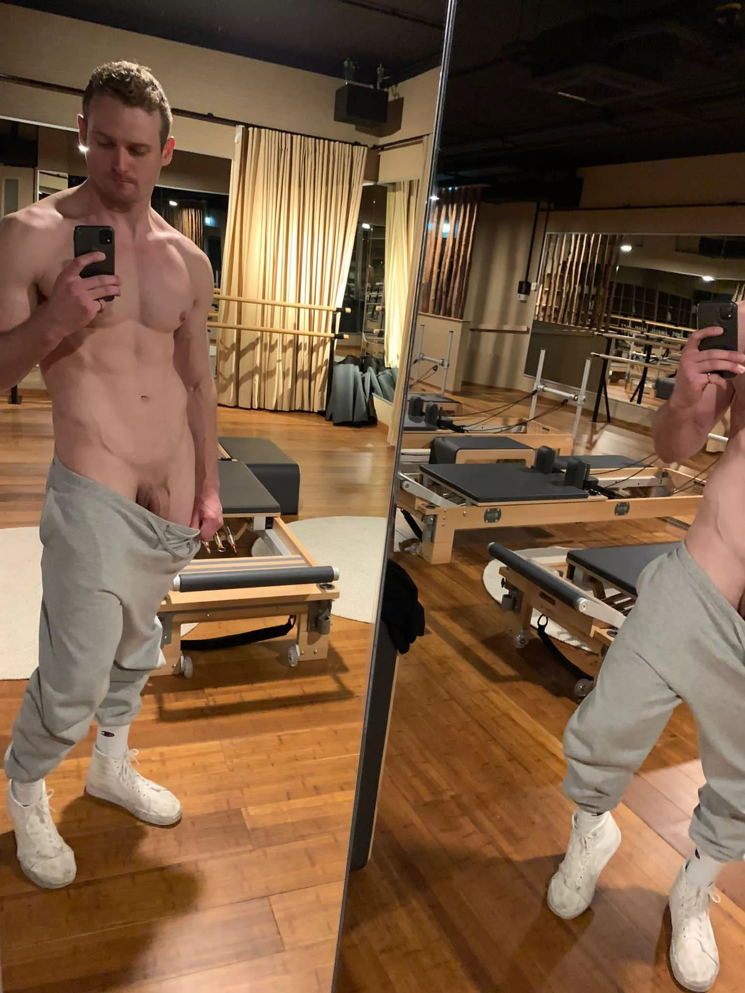 Maybe showing off a bit too much in the Pilates room?