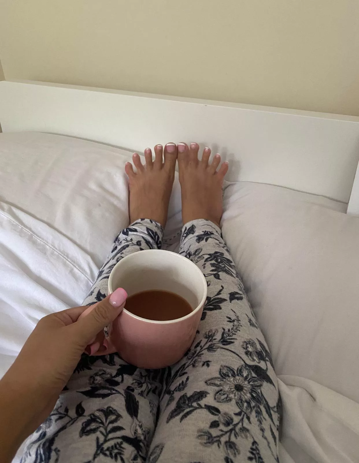 My morning routine is tea and toe sucking
